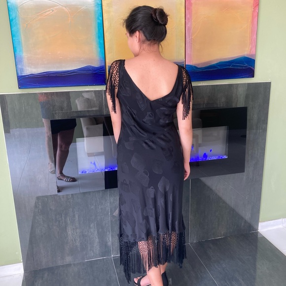 Vintage 100% Silk  LOLITA LEMPICKA Couture Fringed Maxi Purchased in France - Picture 5 of 11